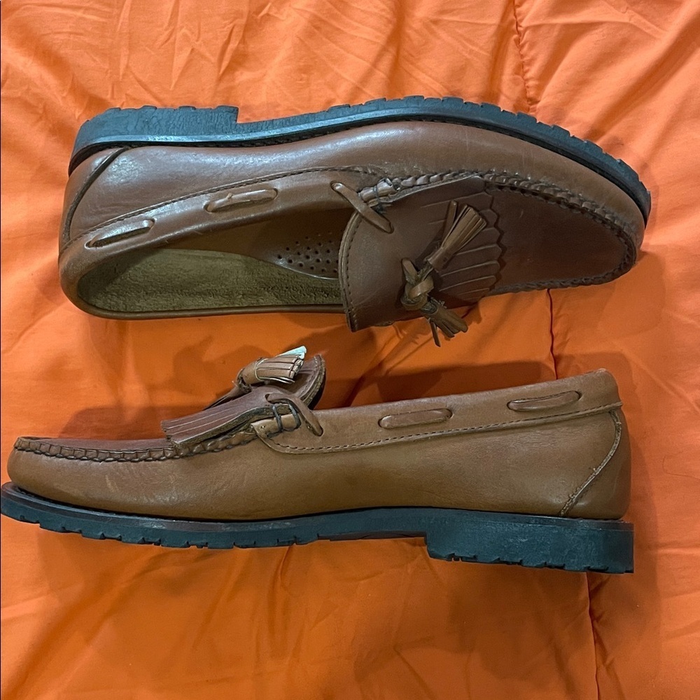 FootJoy Brown Leather Tassel Loafers - Picture 3 of 9